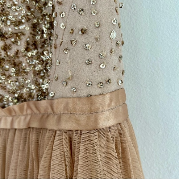 BHLDN Avery Pink Sequin & Tulle Maxi Dress Spaghetti Strap Bridesmaid - Picture 7 of 15